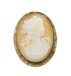 10 Karat Yellow Gold Cameo with Engraved Frame