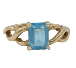 10 Karat Yellow Gold Emerald Cut Topaz Ring