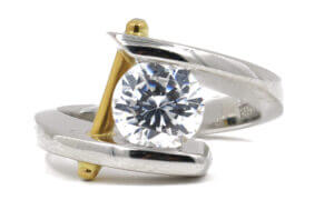 platinum and yellow gold CZ ring