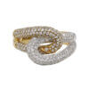 14 Karat White and Yellow Gold Pave Diamond Knot Ring front view