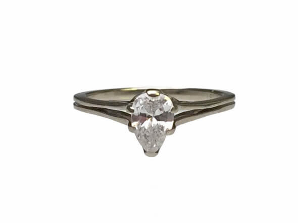 14 Karat White Gold Pear Shaped Solitaire Engagement Ring