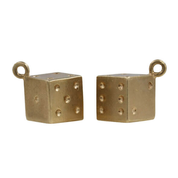 14 Karat Yellow Gold Pair of Dice Charms