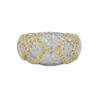 18 Karat Two Tone, White and Yellow Diamond Crisscross Pavé Ring front view