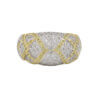 18 Karat Two Tone, White and Yellow Diamond Crisscross Pavé Ring front view