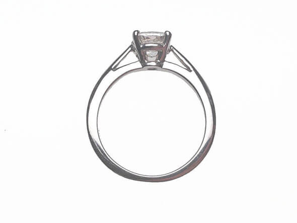 Cushion Cut Diamond Solitaire Engagement Ring in 18 Karat White Gold with GIA Report top view