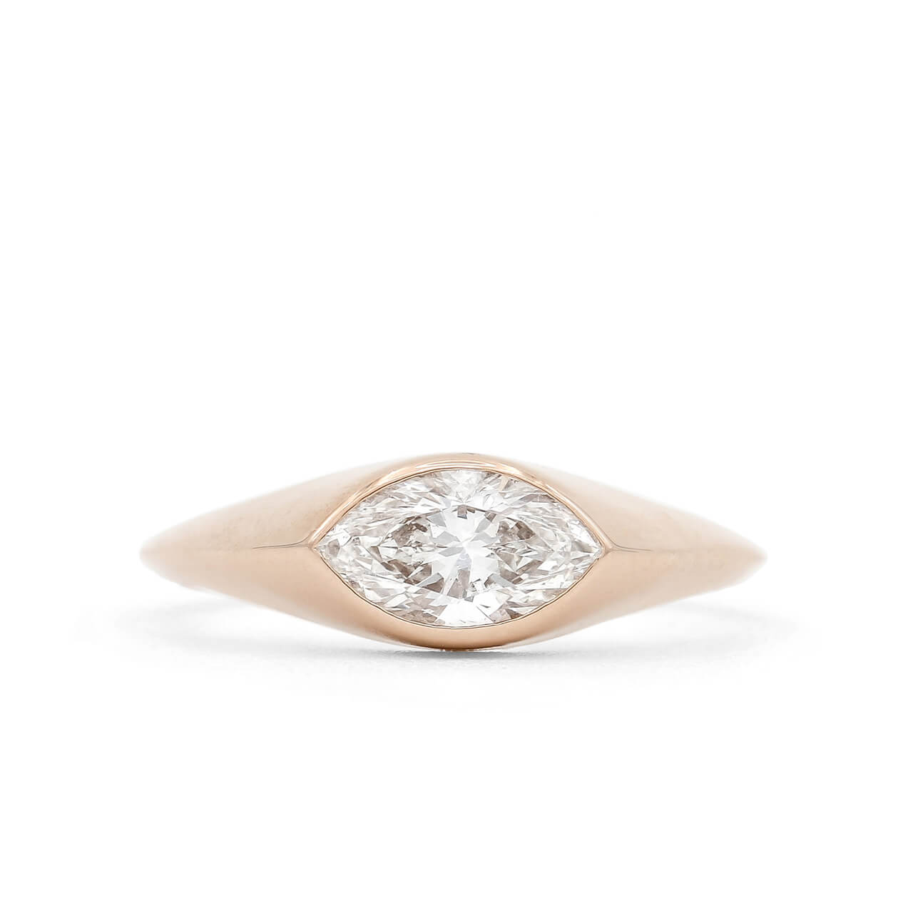 18 Karat Rose Gold 1.05 Carat Marquise Diamond Statement Ring