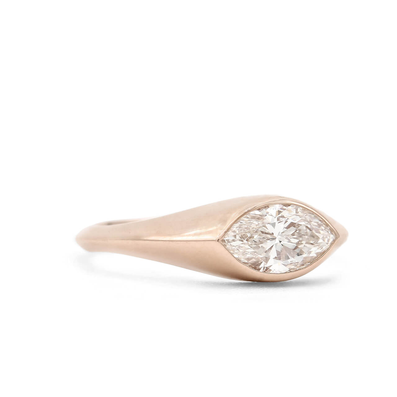 Modern White & Champagne Pavé Diamond 18 Karat Rose Gold Band Ring