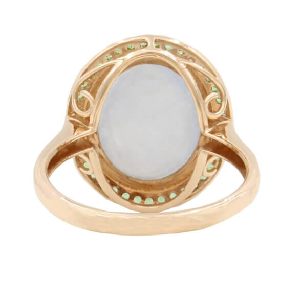 18 Karat Rose Gold Jade and Tsavorite Ring