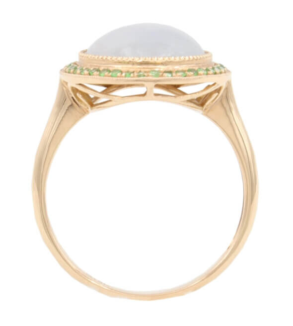 18 Karat Rose Gold Jade and Tsavorite Ring