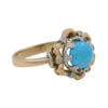 Two Toned Double Halo Mid Century Diamond | Turquoise Ring side view