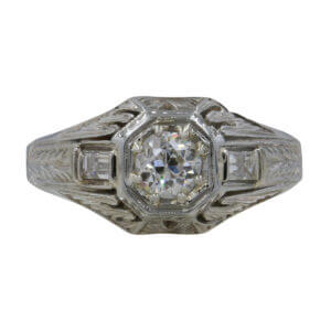 18 Karat White Gold 0.51 Carat Diamond Engagement Ring