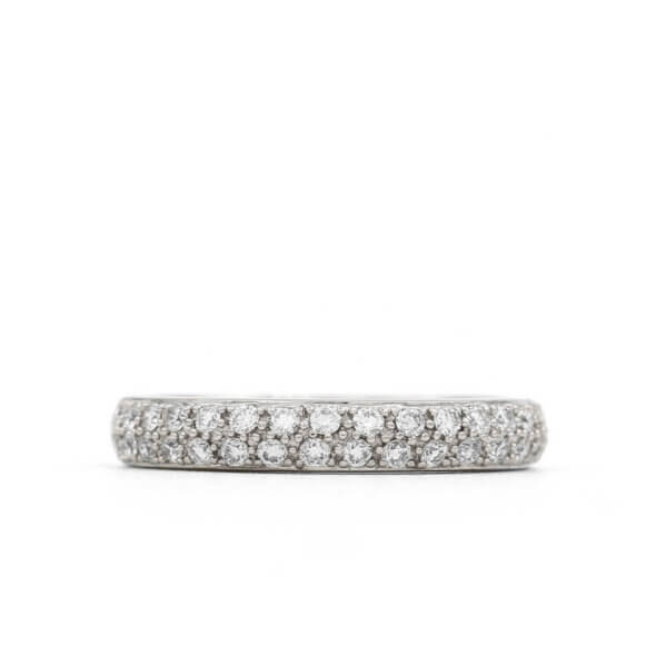 18 Karat White Gold Two Row Diamond Band