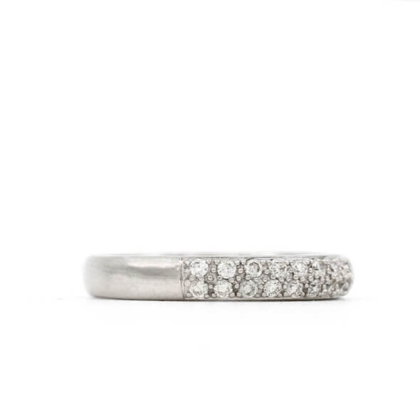 18 Karat White Gold Two Row Diamond Band