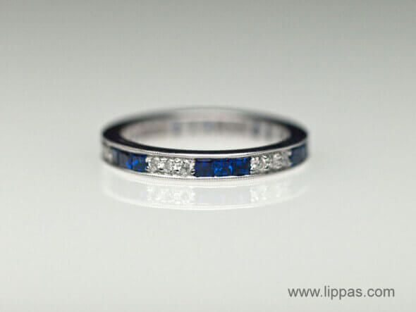 18 Karat White Gold Diamond and Sapphire Eternity Band