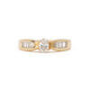 14 Karat Yellow Gold Oval and Baguette Diamond Ring front view