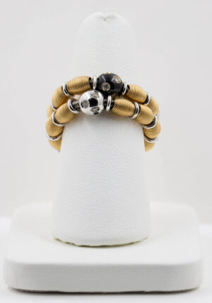 18 Karat Yellow and white Gold Stretchy Ring (Sold Separately)