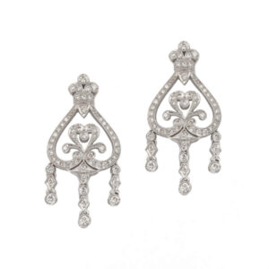 18 Karat White Gold Diamond Chandelier Earrings front view