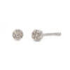 White Gold Small Diamond Cluster Earrings front and side view