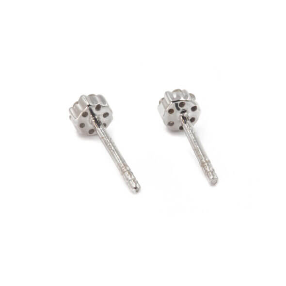 White Gold Small Diamond Cluster Earrings back view