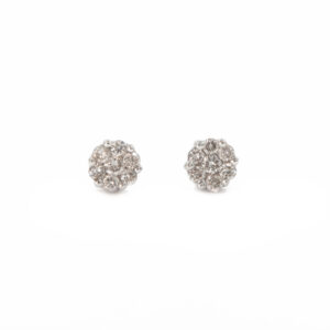 White Gold Small Diamond Cluster Earrings front view