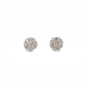 White Gold Small Diamond Cluster Earrings front view