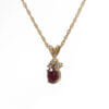 14 Karat Yellow Gold Ruby and Diamond Accent Necklace front view