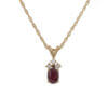 14 Karat Yellow Gold Ruby and Diamond Accent Necklace front view