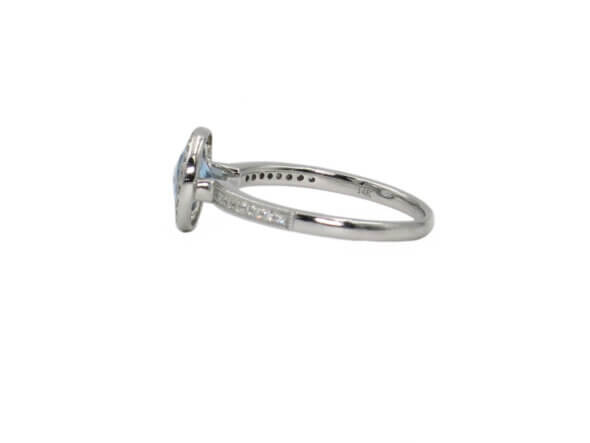14 Karat White Gold Aquamarine and Diamond Ring