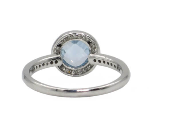 14 Karat White Gold Aquamarine and Diamond Ring