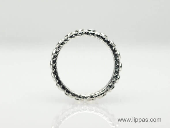 18 Karat White Gold Three Row Diamond Eternity Band