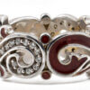 Open Scroll Design Burgundy Enamel | Diamond Ring