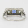 18 Karat White Gold Art Deco Diamond and Sapphire Three Stone Ring back view