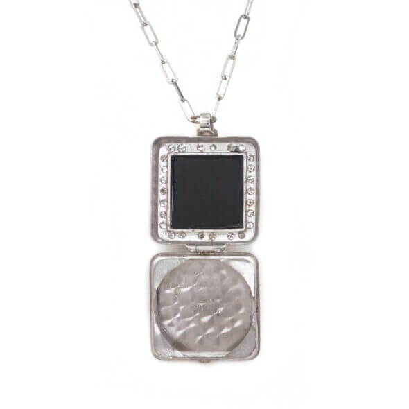 Platinum Black Onyx | Diamond Locket Necklace