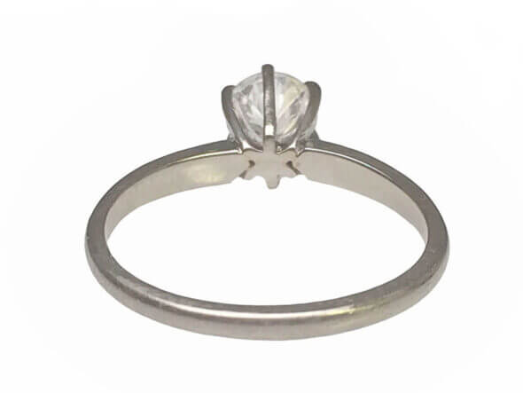 14 Karat White Gold 6 Prong Solitaire Engagement Ring back view