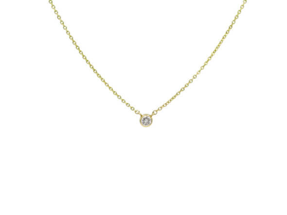 14 Karat Yellow Gold Bezel Set Diamond Pendant