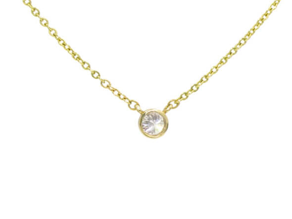 14 Karat Yellow Gold Bezel Set Diamond Pendant