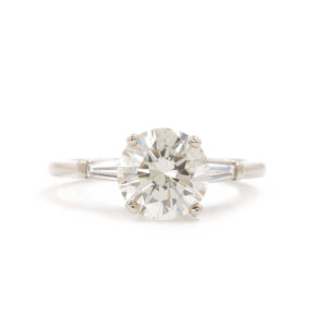14 Karat White Gold 1.64 Carat Diamond Engagement Ring With Baguette Diamonds