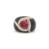 18 Karat Yellow Gold 3 Carat Spinel, Diamond And Black Enamel Ring