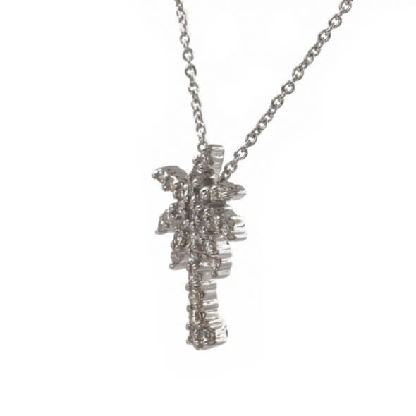 18 Karat White Gold Roberto Coin Diamond Palm Tree Necklace