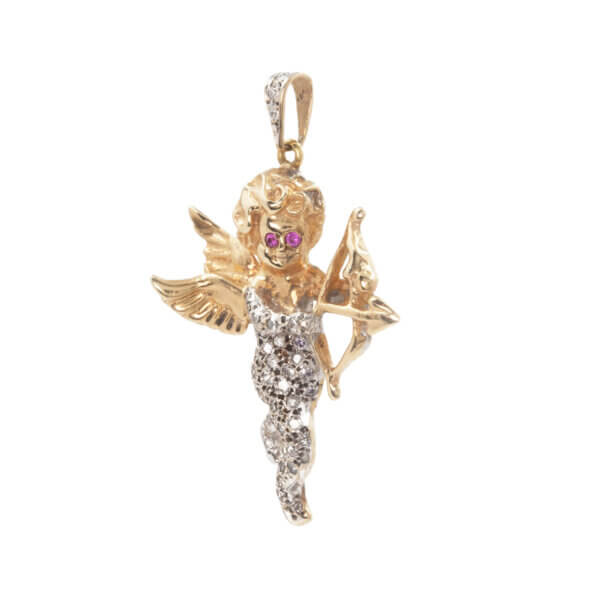 14 Karat Yellow | White Gold Cupid Pendant with