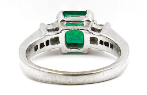 1.71 Carat Emerald with 0.77 in Diamonds, Set in 14 Karat White Gold