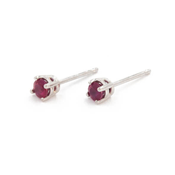 14 Karat White Gold Ruby Stud Earrings