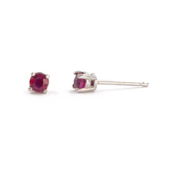 14 Karat White Gold Ruby Stud Earrings