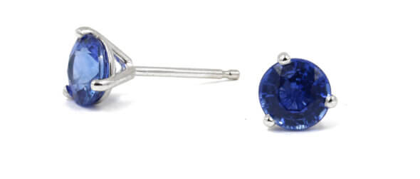 18 Karat White Gold Sapphires Set in 3 Prong Martini Stud Settings