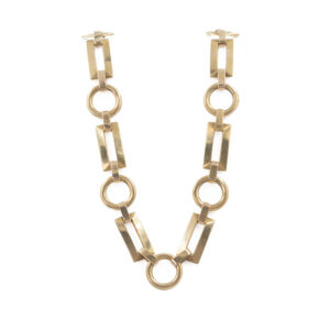 14 Karat Yellow Gold 15 1|2" Rectangular and Circular alternating Open Link Necklace