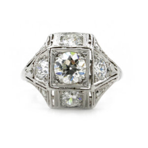 Art Deco Platinum Diamond Dome Ring