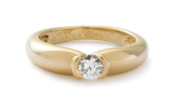 18 Karat Yellow Gold Cartier Half Bezel Diamond Ring