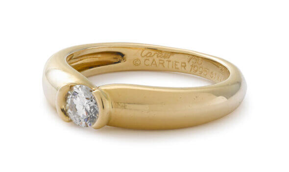 18 Karat Yellow Gold Cartier Half Bezel Diamond Ring