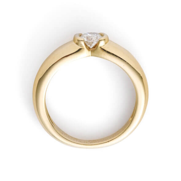 18 Karat Yellow Gold Cartier Half Bezel Diamond Ring