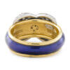 Tiffany & Co. by Schlumberger 18 Karat Yellow Gold with Blue Enamel and Diamond Set Platinum 'X" Ring